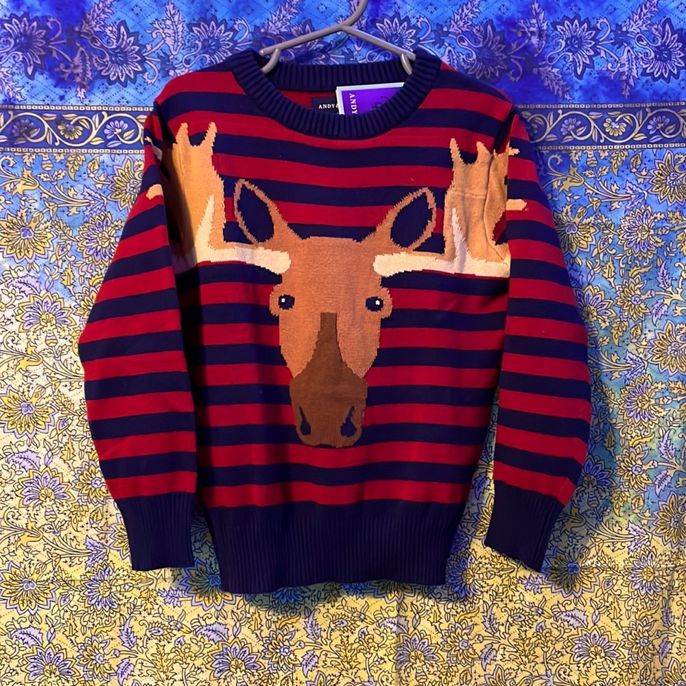 SOLD 4T Boys 100% Cotton Winter Moose Sweater NWT